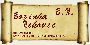 Božinka Niković vizit kartica